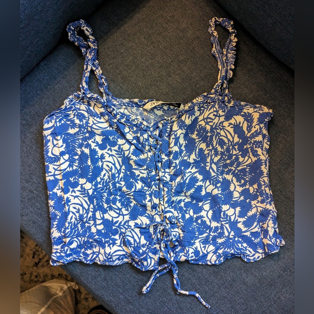 Zara Floral Crop Top size med